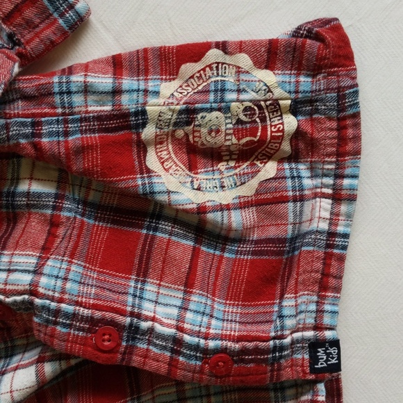 bum equipment plaid cotton flannel button down shirt 12 months baby - Picture 3 of 7